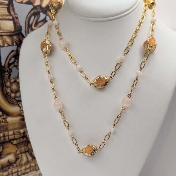 Talbots Gold and Orange Necklace with Vintage Charm - Picture 3 of 6